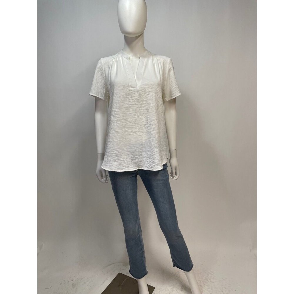 Entro Ivory & Off White Short Sleeve Tunic Top